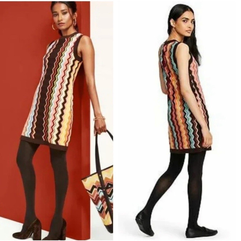 Missoni‎ x Target Dress Sleeveless Tunic Brown Multi Color Chevron Sz S